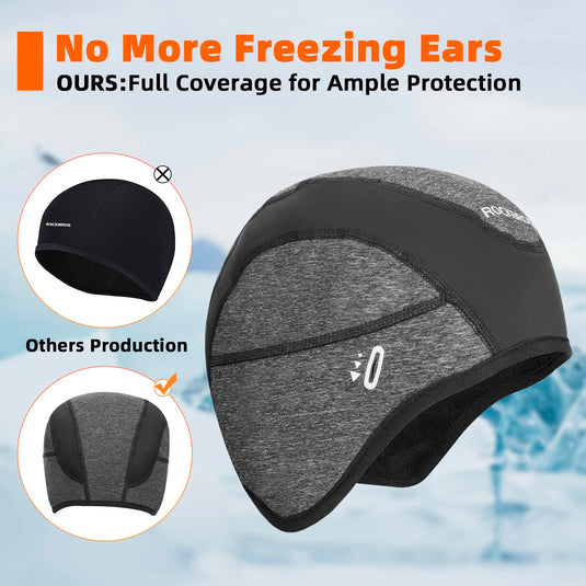 ROCKBROS Winter Cycling Caps for Men Women Windproof Hat with Sun Visor Under Helmet Liner