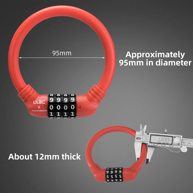 Load image into Gallery viewer, ROCKBROS Lightweight Bike Lock Cable 12MM Anti-Theft Combination Lock
