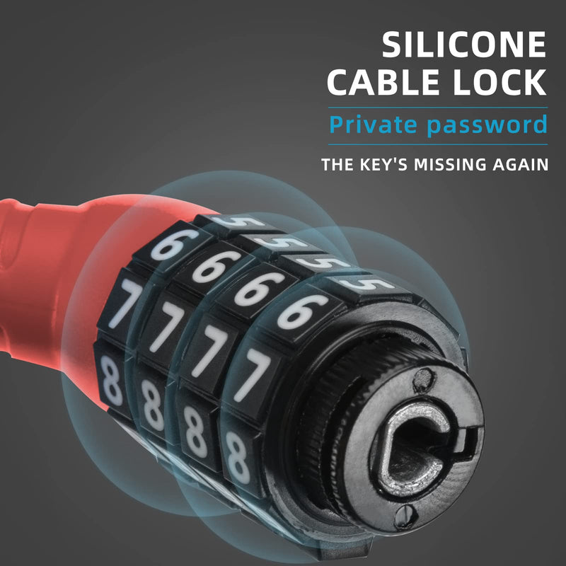 Load image into Gallery viewer, ROCKBROS Lightweight Bike Lock Cable 12MM Anti-Theft Combination Lock
