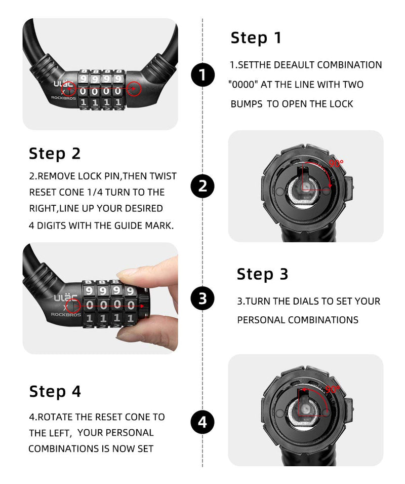 Load image into Gallery viewer, ROCKBROS Lightweight Bike Lock Cable 12MM Anti-Theft Combination Lock
