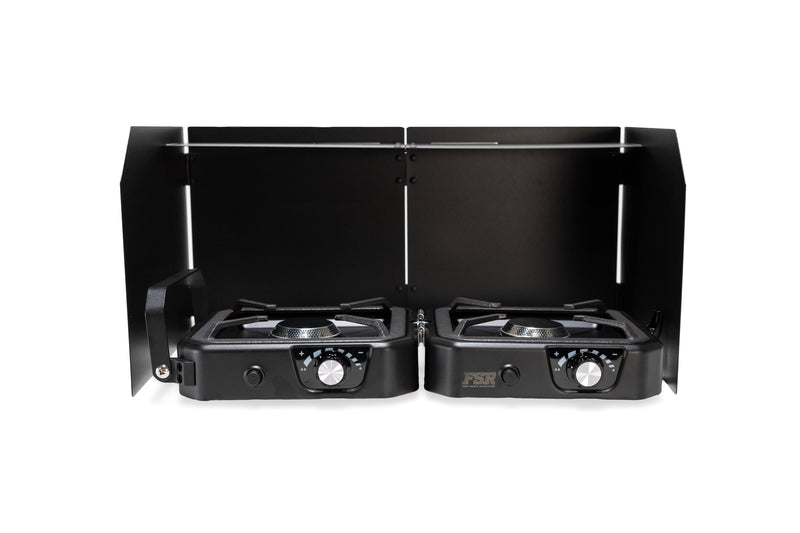 Load image into Gallery viewer, Portable 2 Burner Camp Stove &amp; Wind Screen - Clearance
