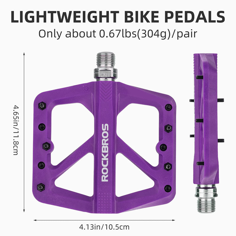 Load image into Gallery viewer, ROCKBROS Mountain Bike Pedals Lightweight Nylon DU Bearing 9/16" MTB Flat Bike Pedals
