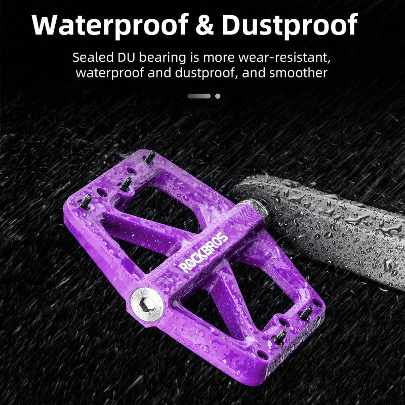 Load image into Gallery viewer, ROCKBROS Mountain Bike Pedals Lightweight Nylon DU Bearing 9/16" MTB Flat Bike Pedals
