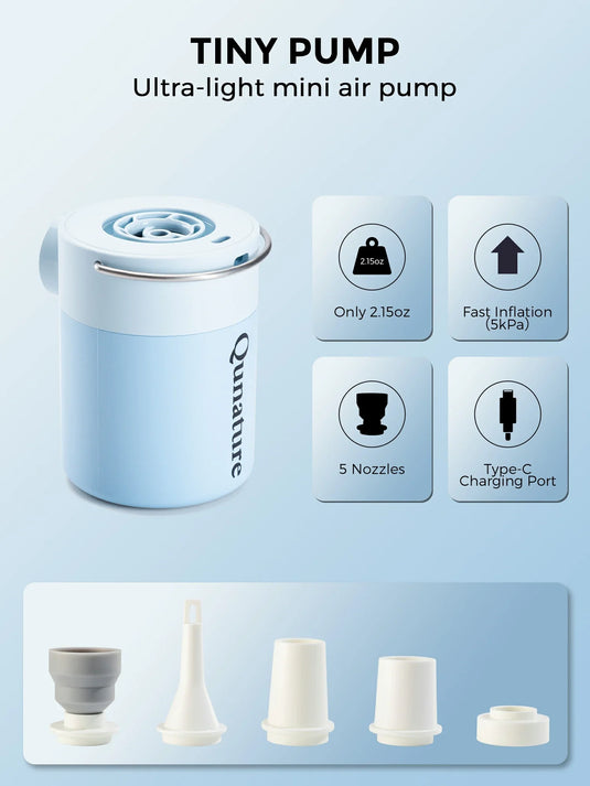 Qunature Mini Electric Pump 1500mAh for Air Bed Mattress,Pool Floats,Swimming Ring,Vacuum Storage Bags