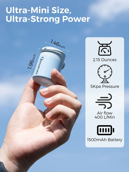 Qunature Mini Electric Pump 1500mAh for Air Bed Mattress,Pool Floats,Swimming Ring,Vacuum Storage Bags