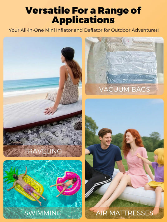 Qunature Mini Electric Pump 1500mAh for Air Bed Mattress,Pool Floats,Swimming Ring,Vacuum Storage Bags