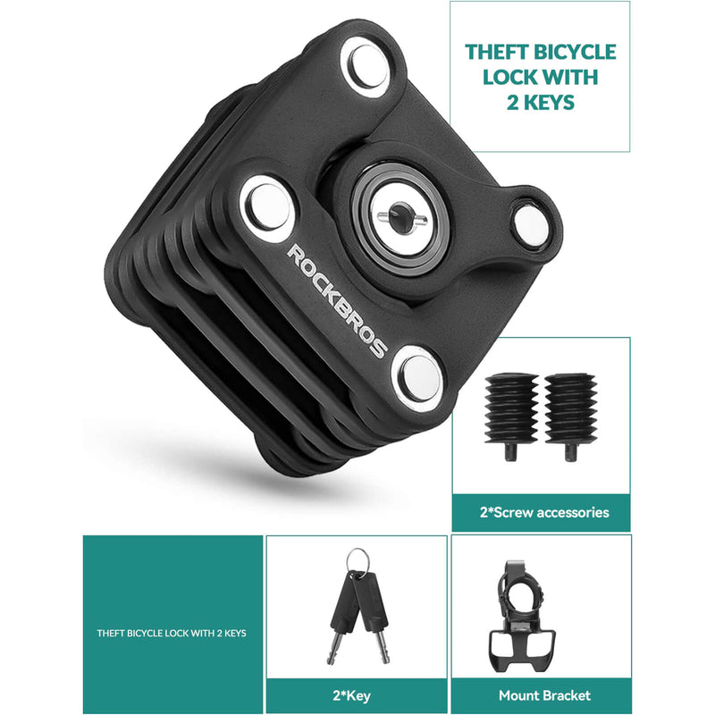 Load image into Gallery viewer, ROCKBROS Folding Bike Lock Anti-theft Alloy Lock with Mounting Bracket
