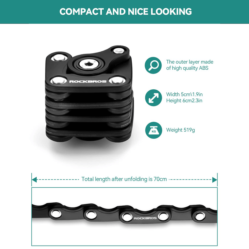 Load image into Gallery viewer, ROCKBROS Folding Bike Lock Anti-theft Alloy Lock with Mounting Bracket
