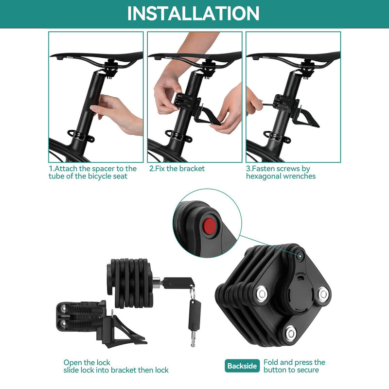 Load image into Gallery viewer, ROCKBROS Folding Bike Lock Anti-theft Alloy Lock with Mounting Bracket
