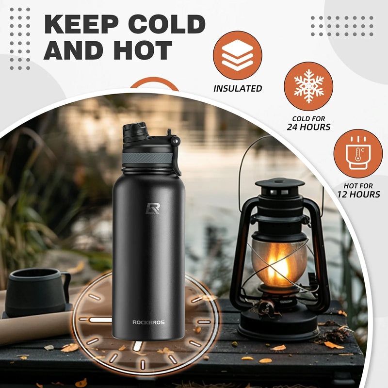 Load image into Gallery viewer, ROCKBROS Stainless Steel Insulated Water Bottle with Straw
