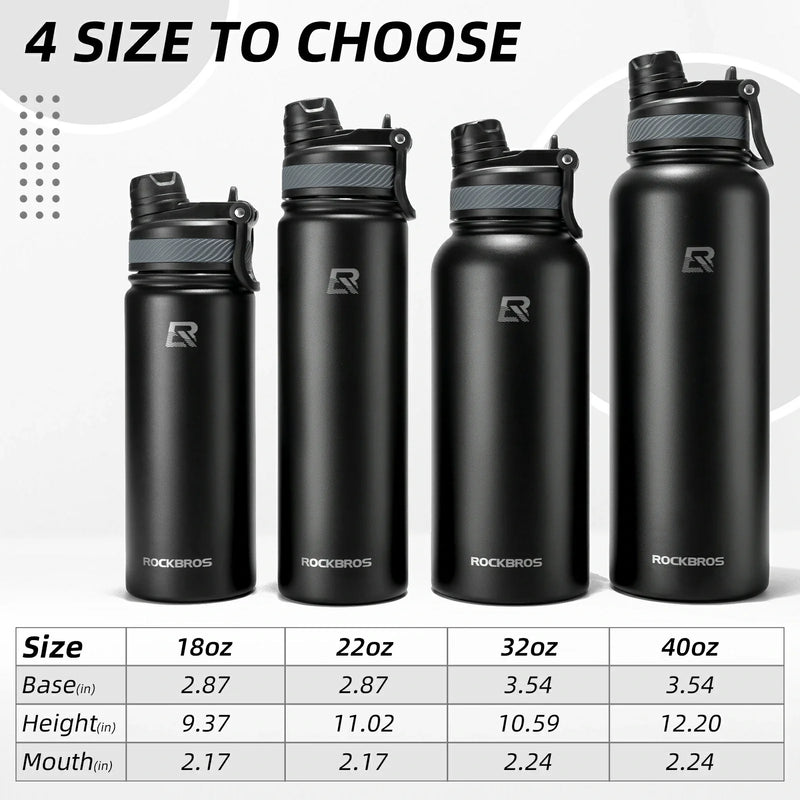 Load image into Gallery viewer, ROCKBROS Stainless Steel Insulated Water Bottle with Straw
