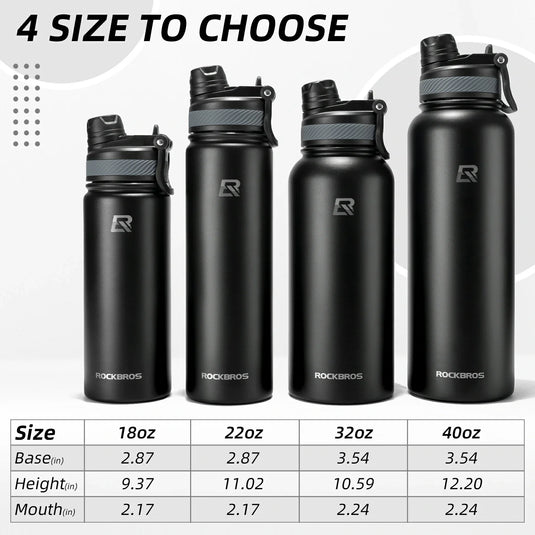 ROCKBROS Stainless Steel Insulated Water Bottle with Straw