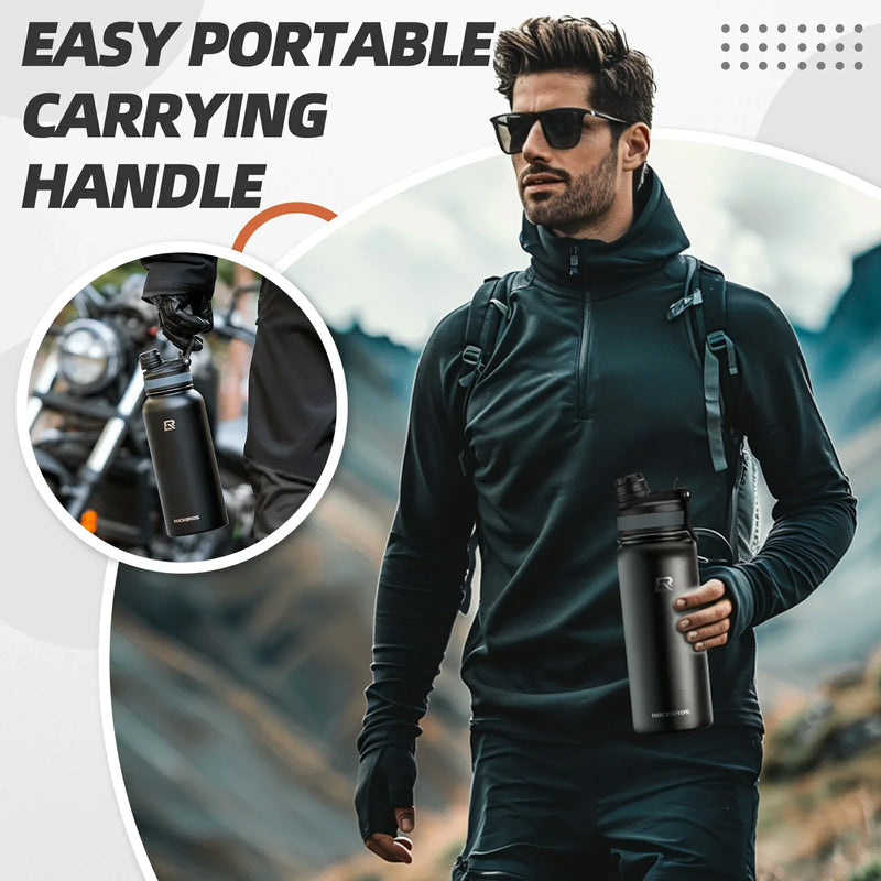 Load image into Gallery viewer, ROCKBROS Stainless Steel Insulated Water Bottle with Straw
