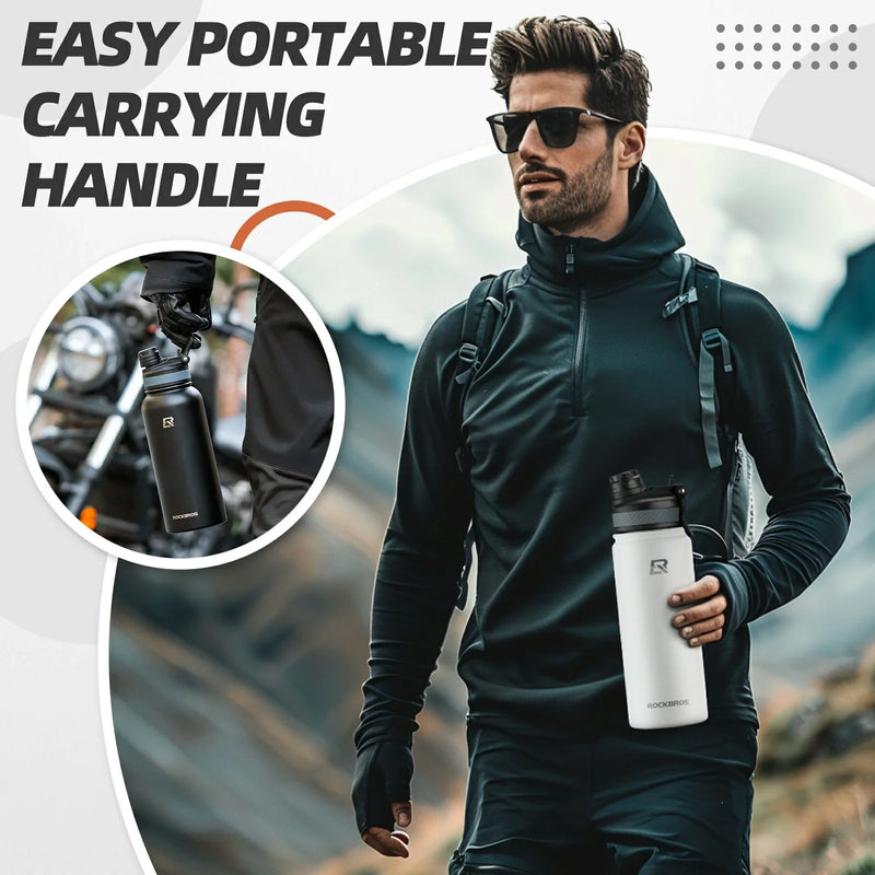 Load image into Gallery viewer, ROCKBROS Stainless Steel Insulated Water Bottle with Straw

