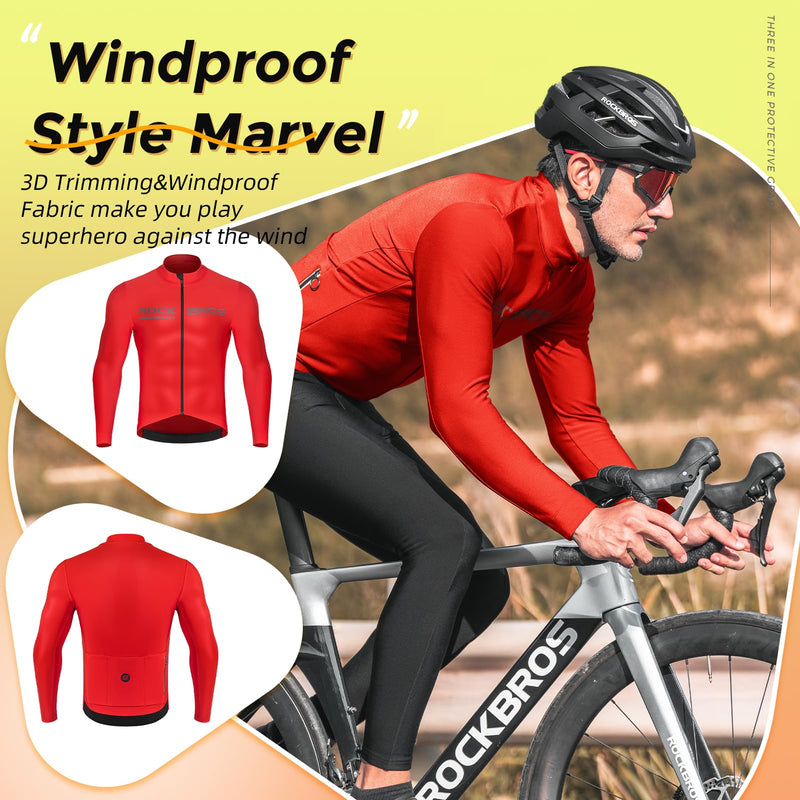 Load image into Gallery viewer, ROCKBROS Men's Long Sleeve Cycling Jersey with full zipper rear pockets perfect fit for outdoor sports
