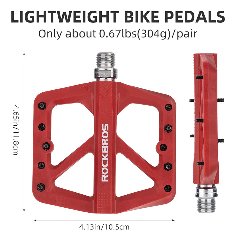 Load image into Gallery viewer, ROCKBROS Mountain Bike Pedals Lightweight Nylon DU Bearing 9/16" MTB Flat Bike Pedals
