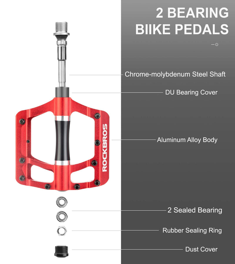 Load image into Gallery viewer, ROCKBROS MTB Pedals Platform Bike Pedal Aluminum 9/16" Bicycle Pedal Non-Slip Lightweight Flat Pedals for BMX Road Mountain Bikes

