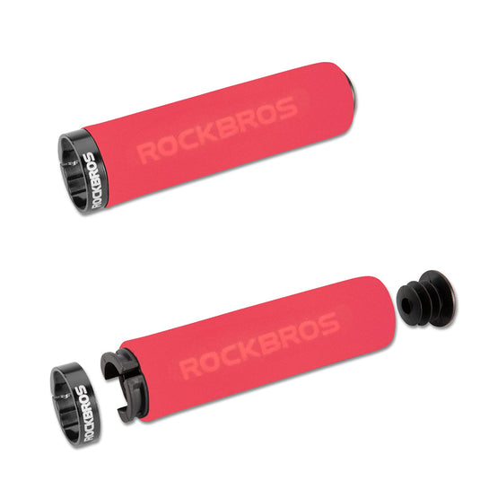 ROCKBROS Bike Grips Foam Single Lock on Bicycle  Soft Comfortable Non-Slip Bike Handle Grips