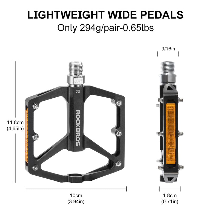 Load image into Gallery viewer, ROCKBROS MTB Reflective Aluminum Pedals 9/16" Sealed Bearing Lightweight
