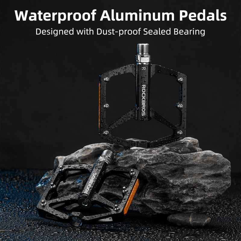 Load image into Gallery viewer, ROCKBROS MTB Reflective Aluminum Pedals 9/16" Sealed Bearing Lightweight
