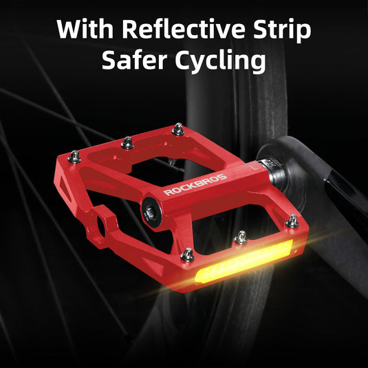 ROCKBROS MTB Reflective Aluminum Pedals 9/16" Sealed Bearing Lightweight