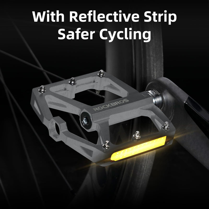 Load image into Gallery viewer, ROCKBROS MTB Reflective Aluminum Pedals 9/16" Sealed Bearing Lightweight
