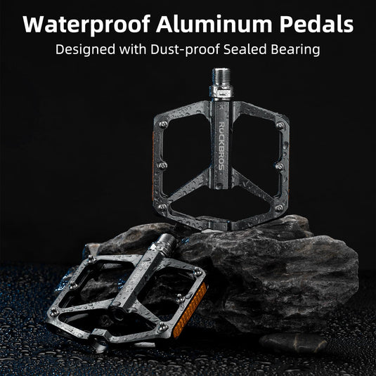 ROCKBROS MTB Reflective Aluminum Pedals 9/16" Sealed Bearing Lightweight