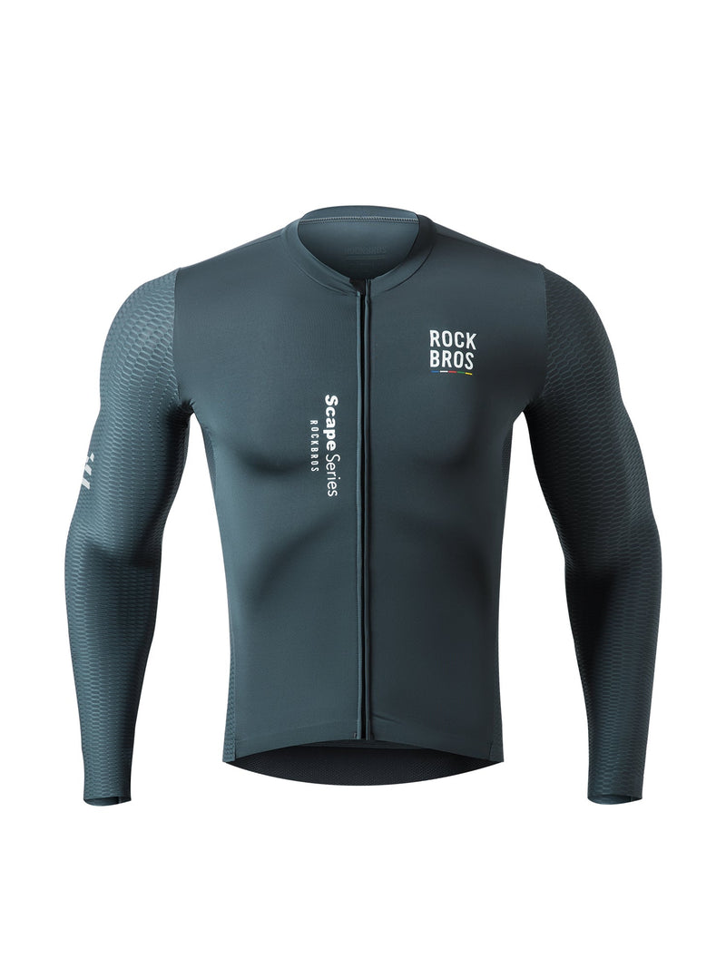 Load image into Gallery viewer, Road To Sky – Men’s Grey Long-Sleeve Cycling Jersey
