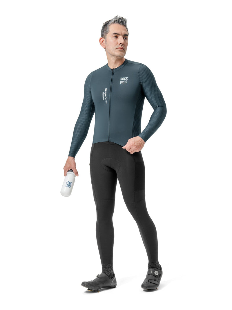 Load image into Gallery viewer, Road To Sky – Men’s Grey Long-Sleeve Cycling Jersey
