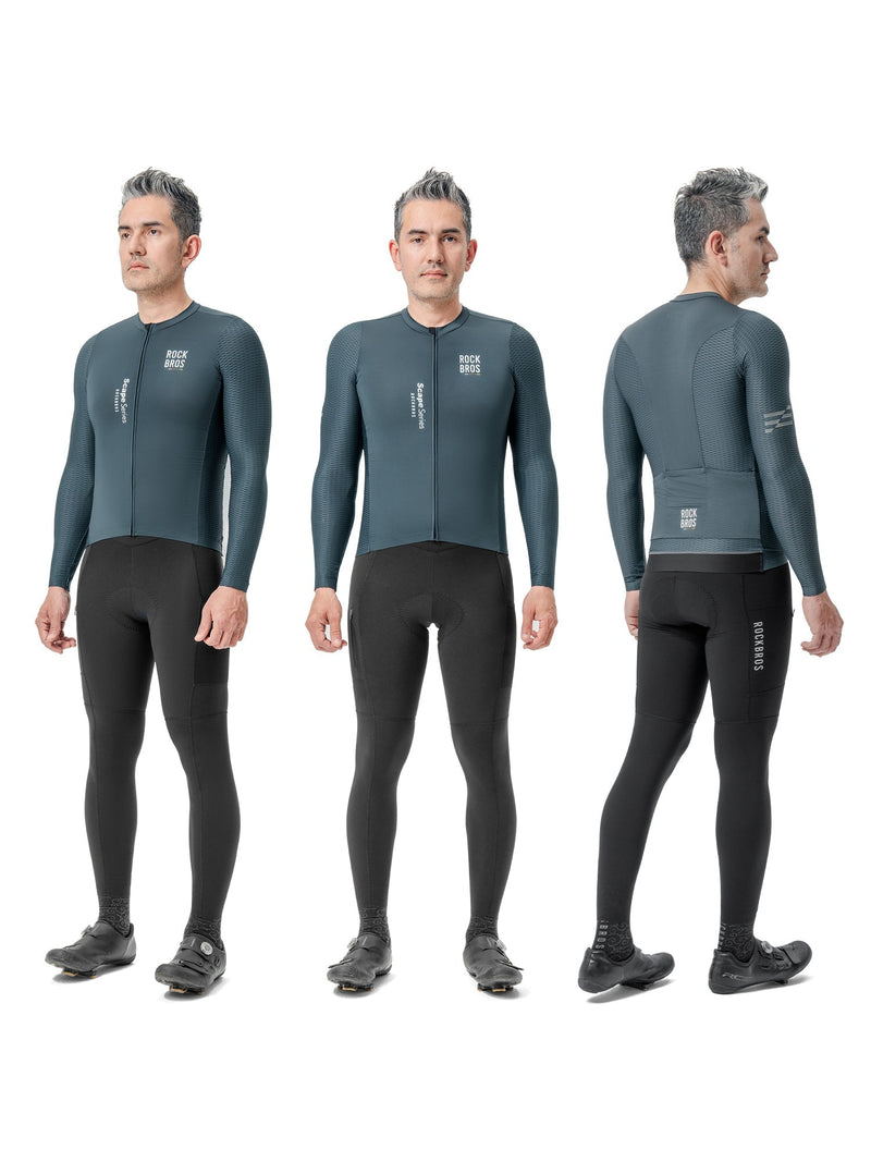 Load image into Gallery viewer, Road To Sky – Men’s Grey Long-Sleeve Cycling Jersey
