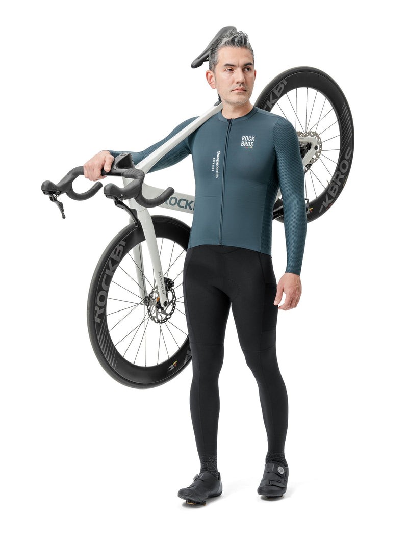 Load image into Gallery viewer, Road To Sky – Men’s Grey Long-Sleeve Cycling Jersey
