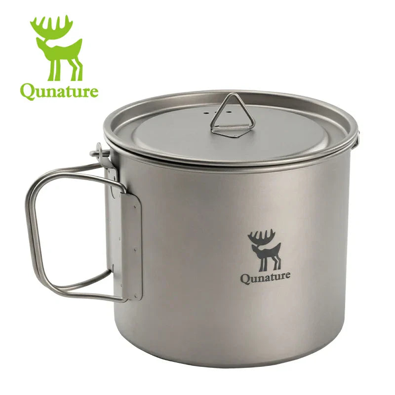 Load image into Gallery viewer, Qunature 1100ml Pure Titanium Camping Cup with Foldable Handle Lightweight
