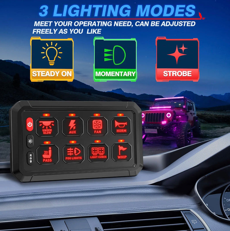Load image into Gallery viewer, 8-Gang Switch Panel With RGB And Remote Control Bluetooth App
