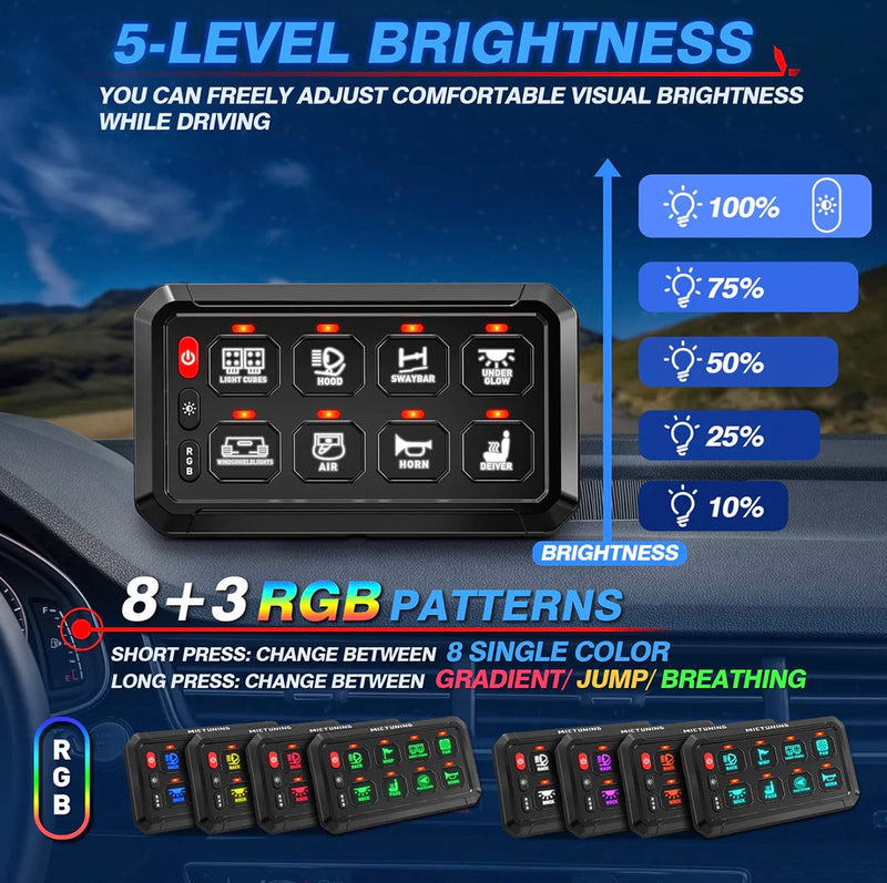 Load image into Gallery viewer, 8-Gang Switch Panel With RGB And Remote Control Bluetooth App
