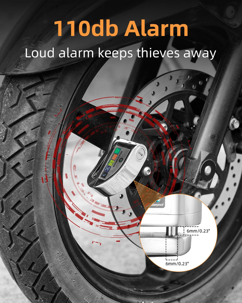 Load image into Gallery viewer, ROCKBROS Disc Brake Lock Motorcycle Alarm Lock Anti-Theft 110db Motorcycle Lock with Reminder Cable Disc Brake vehicle
