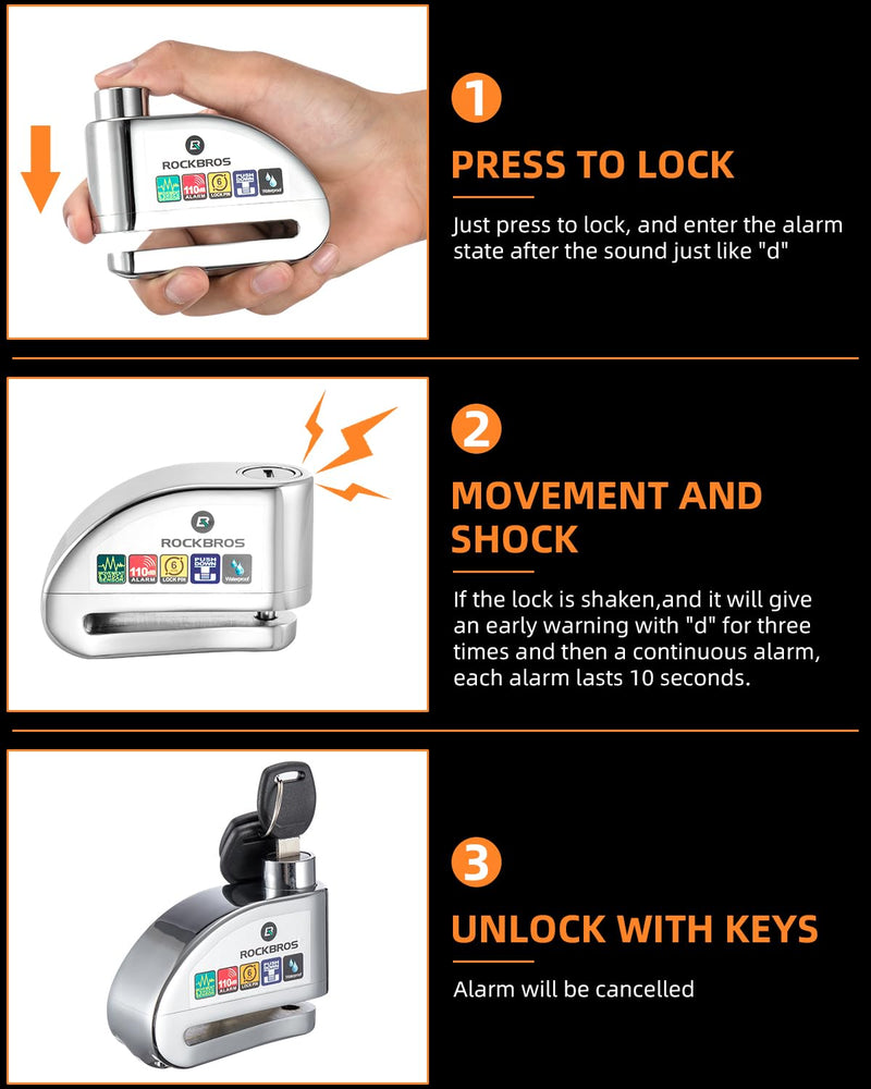 Load image into Gallery viewer, ROCKBROS Disc Brake Lock Motorcycle Alarm Lock Anti-Theft 110db Motorcycle Lock with Reminder Cable Disc Brake vehicle
