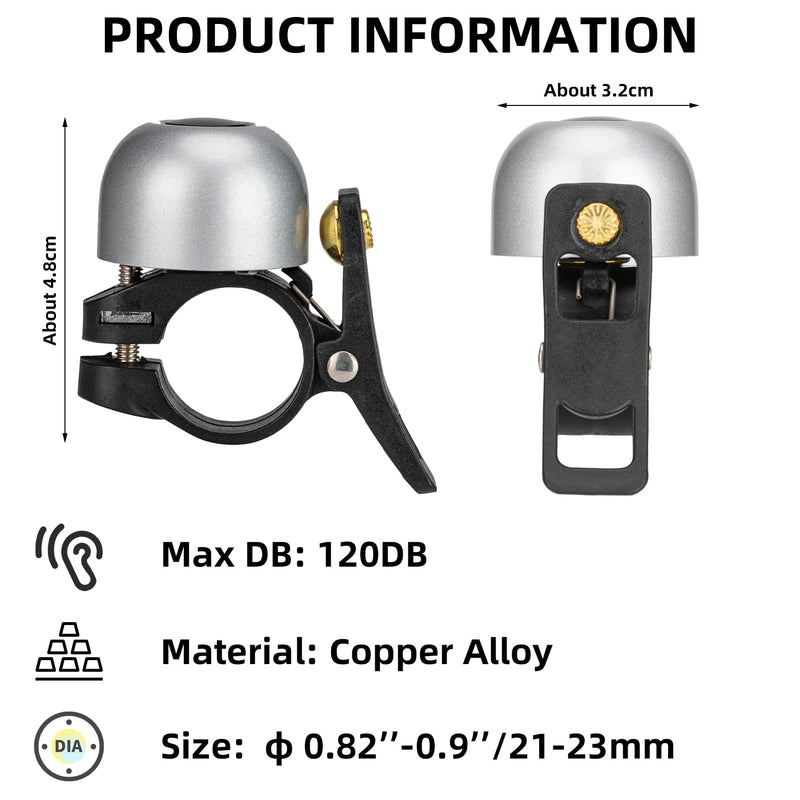 Load image into Gallery viewer, ROCKBROS Copper Alloy Bike Bell, Loud Classic Ring, Fits 21-23mm Handlebars for Adults
