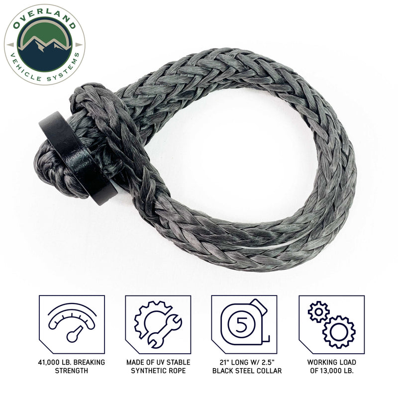 Load image into Gallery viewer, Overland Vehicle Systems Soft Shackle With Collar - 22&quot; Long 7/16&quot; Thick 41,000 Lb. With Storage Bag
