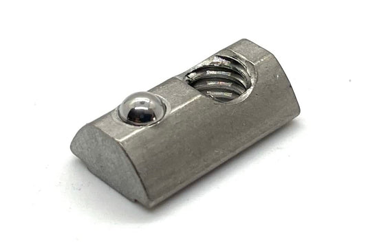 15S Roll-In T-Nuts w/ Ball Spring & Alignment Grooves - Stainless Steel (5/16-18 & 1/4-20 Thread)