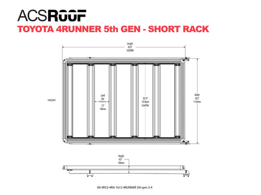 Leitner ACS ROOF | Over Cab Platform Rack for TOYOTA 4 RUNNER - 3/4 RACK