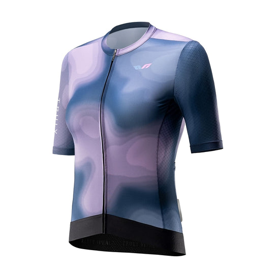 TVI Women’s Cycling Jersey Breathable Short Sleeve Navy Blue
