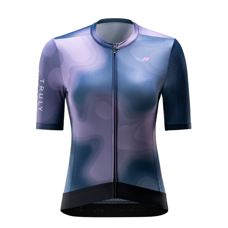 Load image into Gallery viewer, TVI Women’s Cycling Jersey Breathable Short Sleeve Navy Blue
