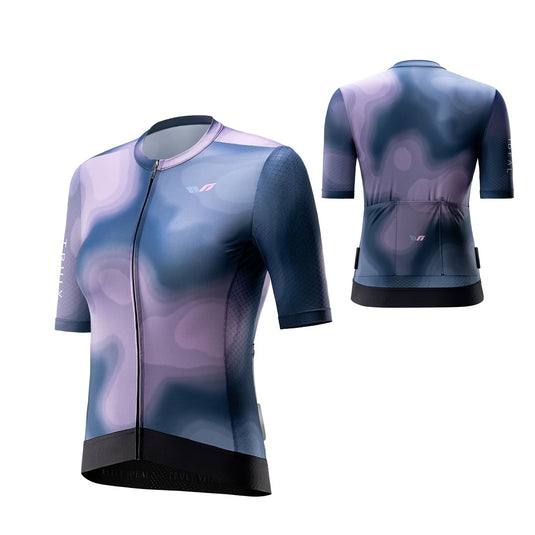 TVI Women’s Cycling Jersey Breathable Short Sleeve Navy Blue