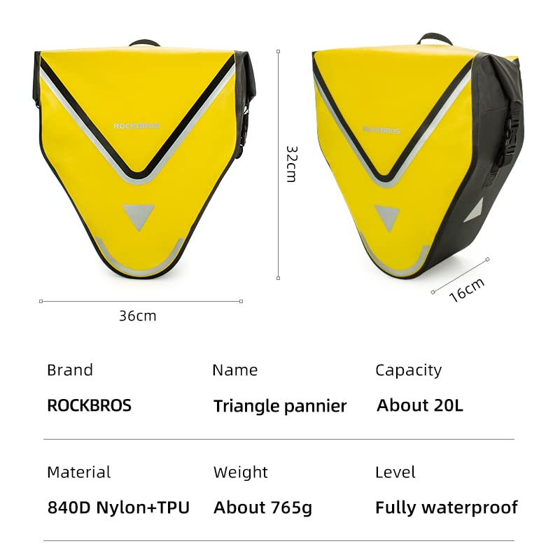 Load image into Gallery viewer, ROCKBROS 20L Triangle Waterproof Bike Rear Rack Pannier Bag for Grocery Touring Cycling
