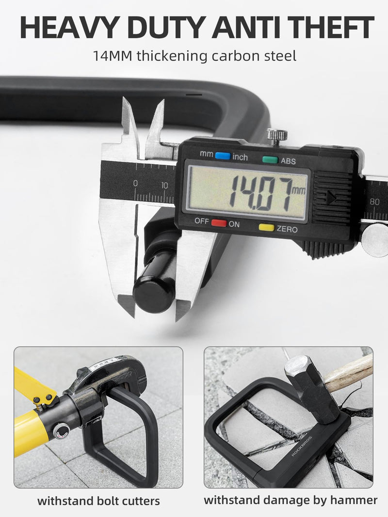 Load image into Gallery viewer, ROCKBROS Bike Lock Set Heavy Duty Bike U Lock with 4 Ft Security Steel Cable

