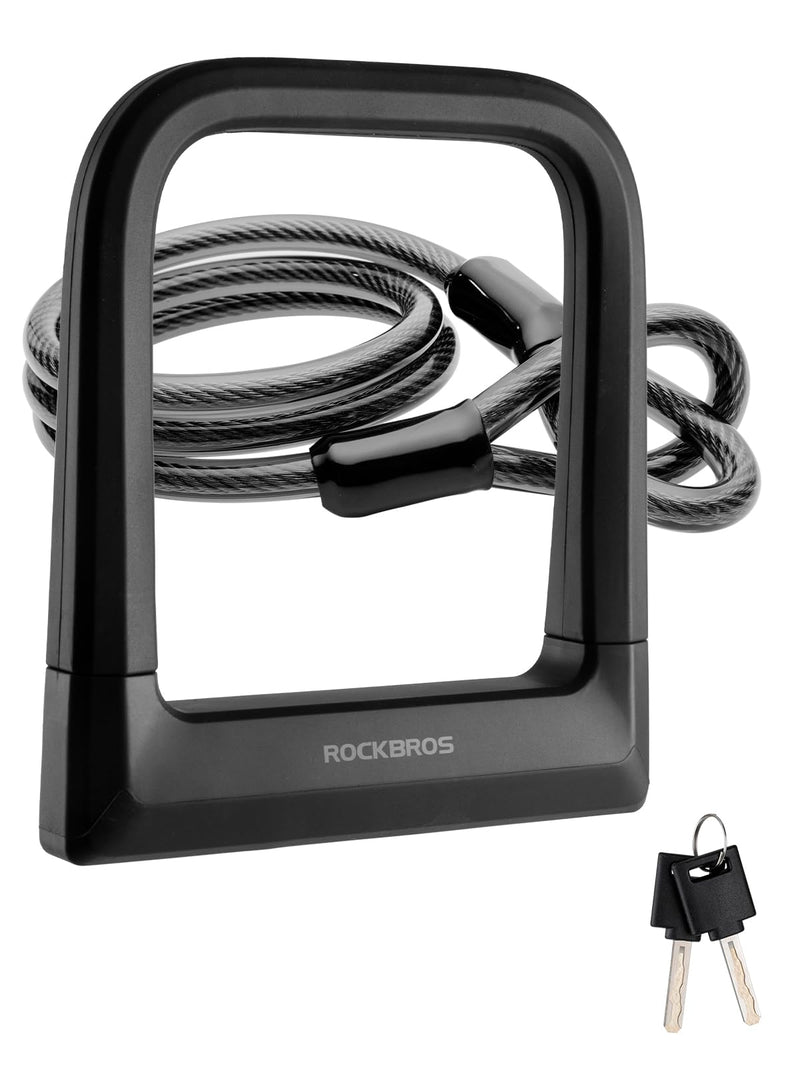 Load image into Gallery viewer, ROCKBROS Bike Lock Set Heavy Duty Bike U Lock with 4 Ft Security Steel Cable
