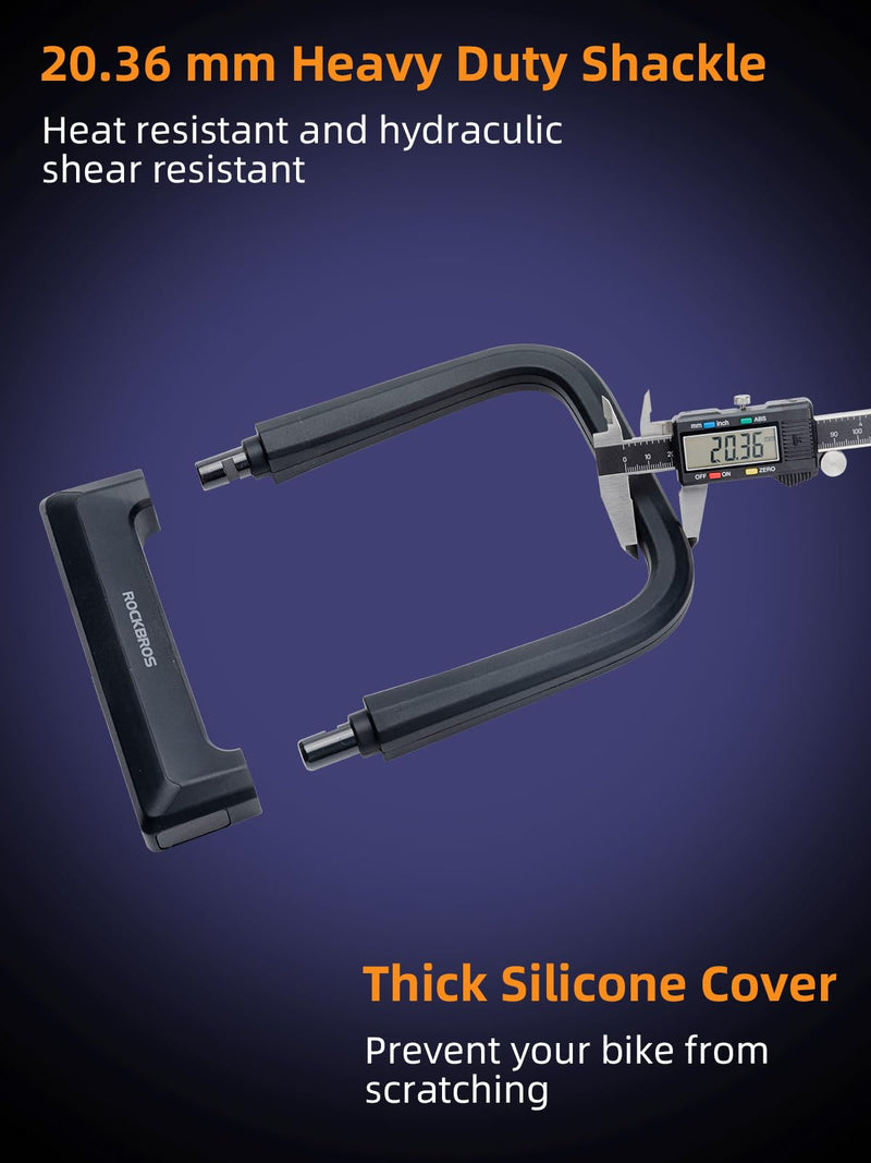 Load image into Gallery viewer, ROCKBROS Bike Lock Set Heavy Duty Bike U Lock with 4 Ft Security Steel Cable

