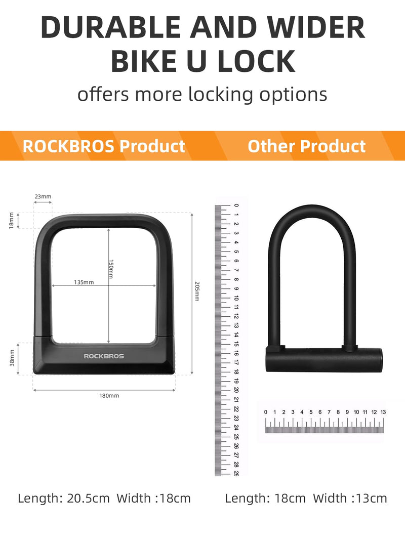 Load image into Gallery viewer, ROCKBROS Bike Lock Set Heavy Duty Bike U Lock with 4 Ft Security Steel Cable
