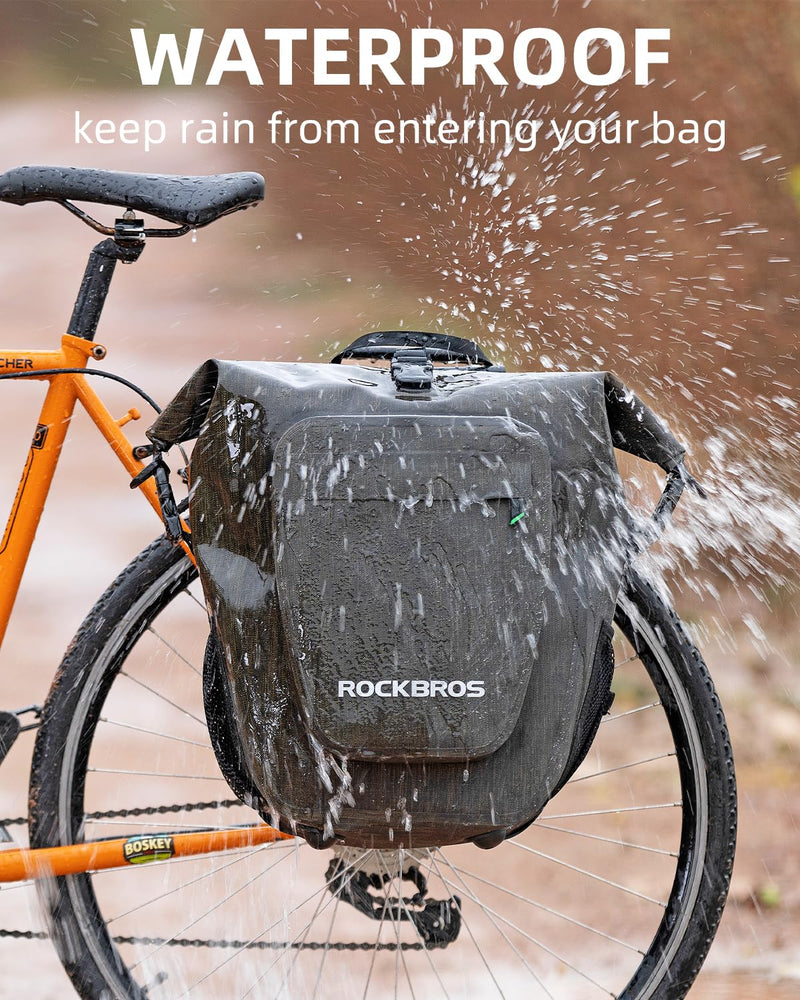 Load image into Gallery viewer, ROCKBROS 27L Waterproof Bike Pannier Bag Grocery Touring Cycling Large Capacity Rear Rack Bag
