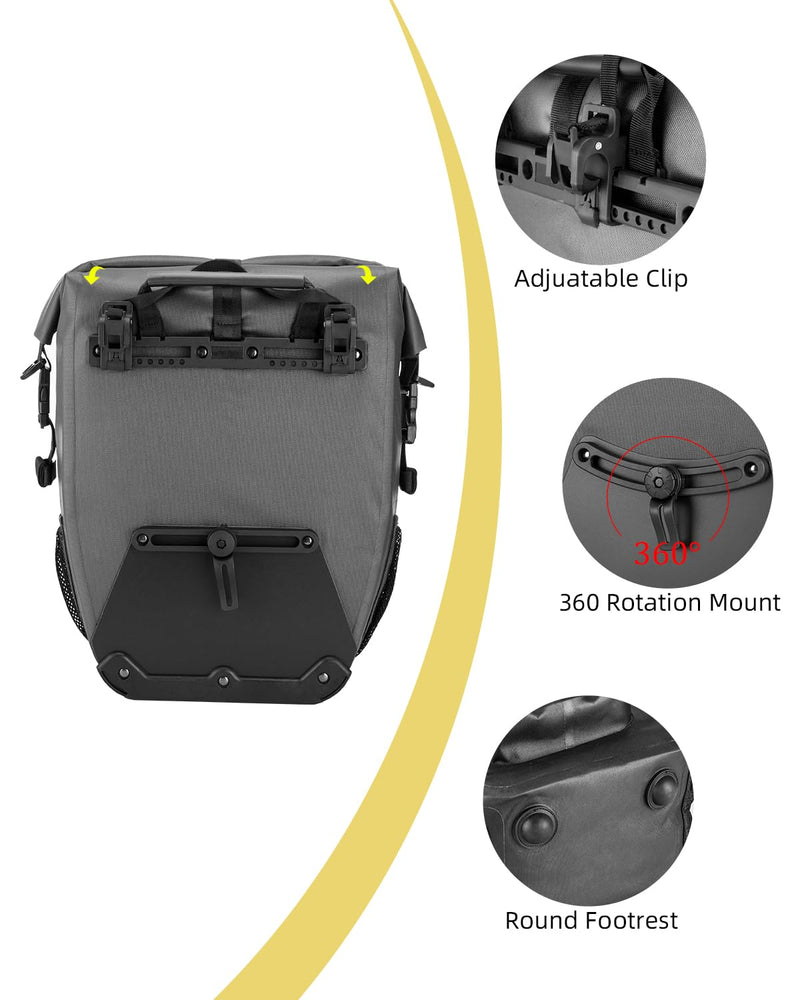Load image into Gallery viewer, ROCKBROS 27L Waterproof Bike Pannier Bag Grocery Touring Cycling Large Capacity Rear Rack Bag
